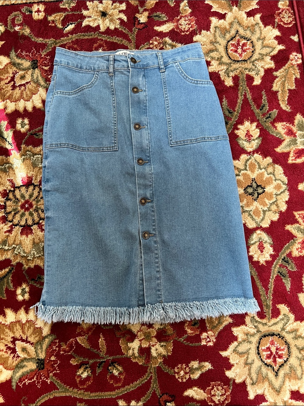 Luvamia Stretch Denim Midi Skirt
